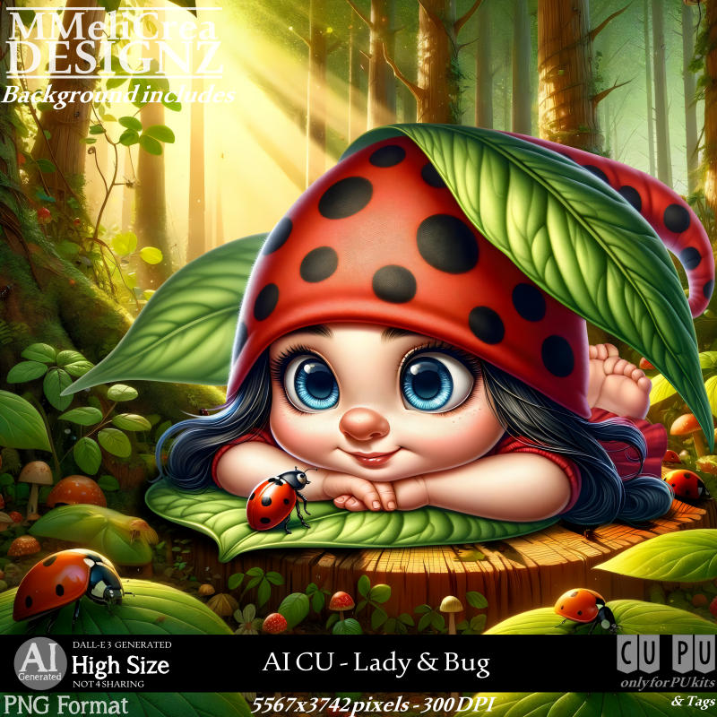 AI - CU Lady & Bug (CU4PU/PNG) - Click Image to Close